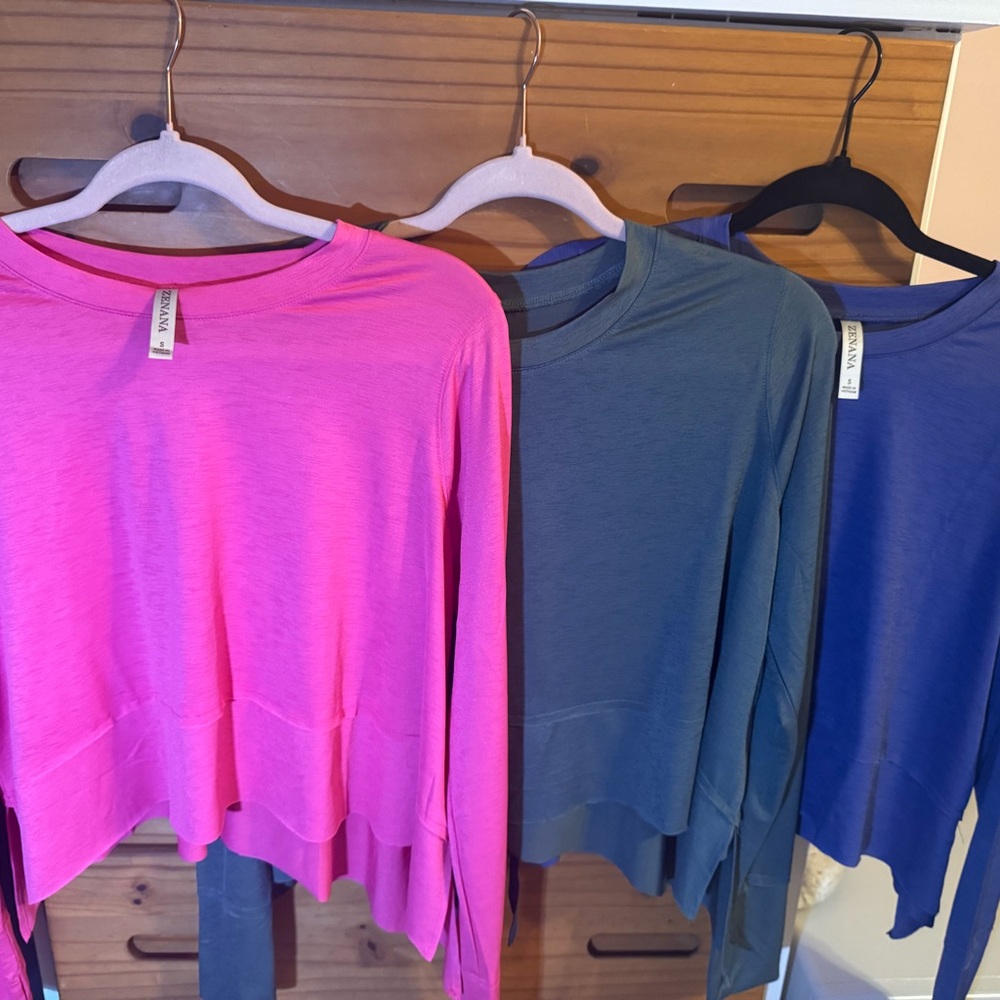 Zenana Outfitters Long Sleeve Tops - Fuchsia, Teal, Navy